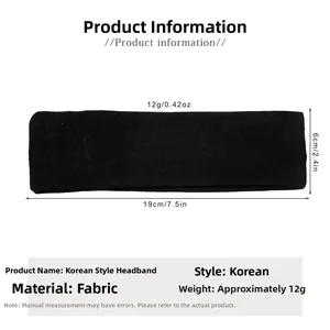 Detailed size specifications for elastic yoga headband showing 19cm length and 6cm width