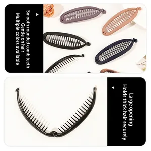 Banana hair clip with rounded teeth design for women available in various colors