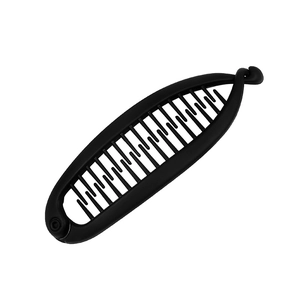 Classic matte black banana hair clip with double-row teeth for secure ponytail styling