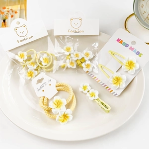 Sweet Romantic Plumeria Flower Hair Clips For Women Girls Y2K Resin Metal Duckbill Clips Floral Hair Pins Accessories