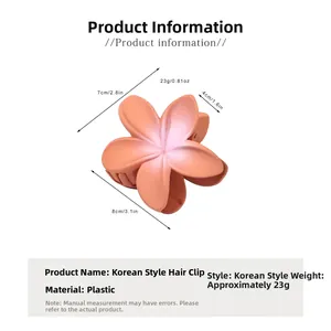 Detail view of coral flower hair claw clip with specific dimensions 8cm by 7cm