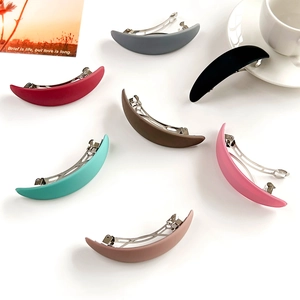 Barrette à Cheveux Ovale Mate Coréenne Élégante Minimaliste Clip à Ressort Support Queue de Cheval Alliage Plastique Accessoires Cheveux Femme