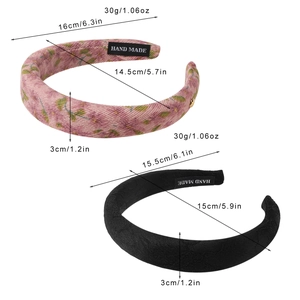Ensemble de serre-têtes larges à fleurs et noir avec détails de poids et texture douce