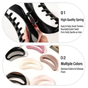 Hollow crescent shark hair claw clip in multiple Morandi colors for thick hair styling
