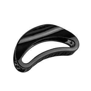 Elegant large black glossy crescent hair claw clip for thick hair with hollow design