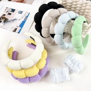 Women Cloud Padded Sponge Headband Soft Fabric Spa Headband For Washing Face Makeup Padded Twist Hair Band Fashion Hair Accessories