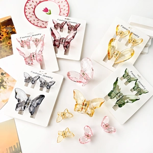 Transparent Butterfly Heart Hair Claw Clip Set Plastic Resin Sweet Korean Style Shark Clip Hair Accessories For Women