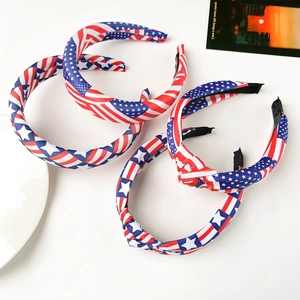 Lot de serre-têtes nœuds drapeau américain en tissu rouge blanc bleu pour femme