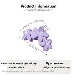 Specifiche dettagliate delle dimensioni della molletta per capelli a fiore viola 9,5x5,5 cm