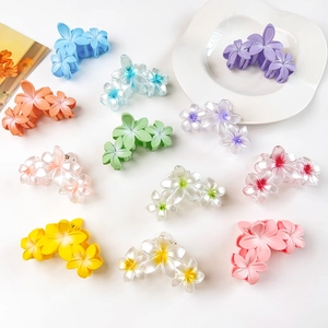 Molla per Capelli a Forma di Fiore di Plumeria Stile Coreano Grande Clip in Resina Opaca Perla Artificialta per Donna Accessori Capelli