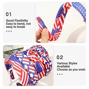 Serre-tête souple drapeau américain avec nœud et motif étoiles pour le 4 juillet