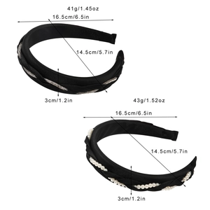 Elegant braided velvet headband set with sparkling rhinestones and white pearls for women