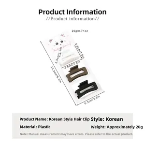 Vue détaillée du lot de 3 pinces à cheveux de 4,5 cm avec dimensions et finitions mates