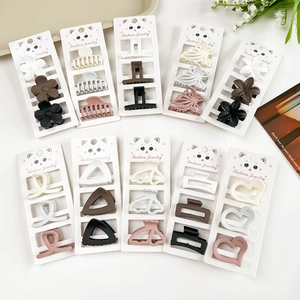 Pinces à Cheveux en Plastique Mat Mode Coréenne pour Femmes Filles Petites Pinces Géométriques Fleur Cœur Accessoires de Coiffure Collection