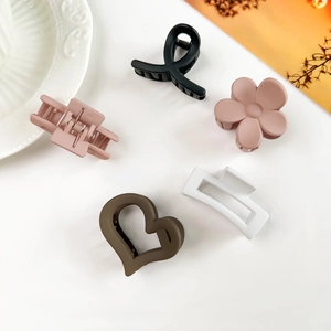 Lot de 5 pinces à cheveux mates minimalistes en noir, rose et blanc pour coiffures