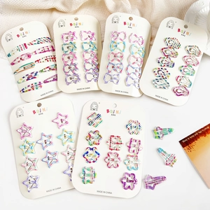 Jolies Barrettes Cheveux Enfants Style Coréen Épingles BB Métal Peint Coloré Épingles À Cheveux À Carreaux Et Rayures