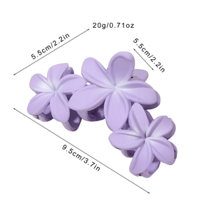 Pinza per capelli a fiore viola sfumato con tre fiori per acconciature, misura 9,5 cm