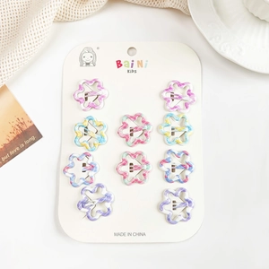 Lot de 10 barrettes fleurs à carreaux colorés, clips BB mignons pour les filles