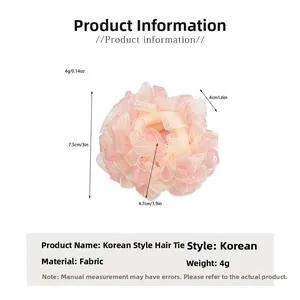 Organza-Haargummi in Rosa und Beige mit Maßen und Gewicht von 4g im Detail