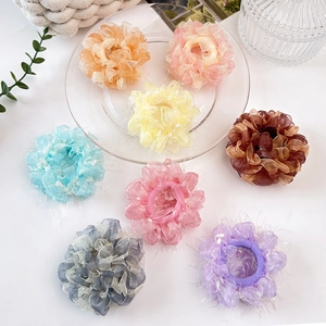Süße Organza Kamelie Blume Haargummi Koreanischer Stil Handgemacht Hochelastische Haarseil Für Damen Elegante Haarschmuck