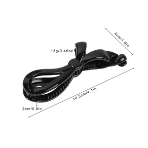Pince à cheveux banane nœud noir élégante pour queue de cheval haute avec dimensions
