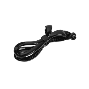 Barrette banane à nœud papillon noir brillant pour femme avec finition élégante