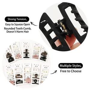 Lot de 3 pinces à cheveux mates évidées minimalistes pour queues de cheval, tons neutres
