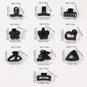 Lot de 10 mini pinces à cheveux noir mat aux formes géométriques et florales