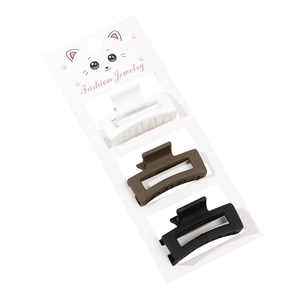 Lot de 3 pinces à cheveux évidées minimalistes en noir, marron et blanc mat