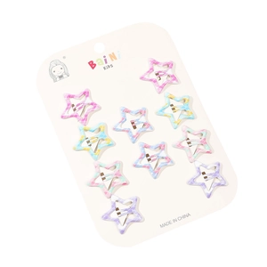 Lot de 10 barrettes colorées en forme d'étoile pour enfants sur carte cadeau