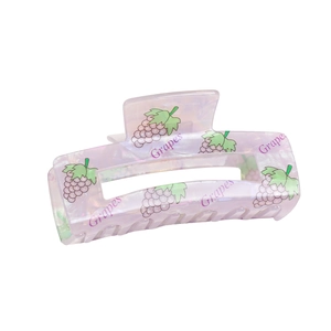 Purple marbled PVC hair claw clip with grape pattern for women hair styling accessories