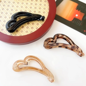 Korean Style Heart Shaped PC Banana Clip For Women High Ponytail Hair Clip Elegant Vertical Twist Clip Hair Accessories