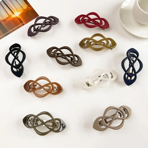 Barrette Cheveux Géométrique Élégante Ajourée Couleur Gelée Dépolie Pince à Ressort pour Queue de Cheval Accessoire Femme