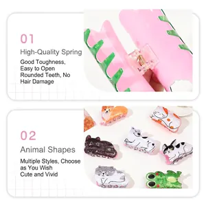 Cute cartoon animal PVC hair claw clips with cat and frog designs for women hair accessories