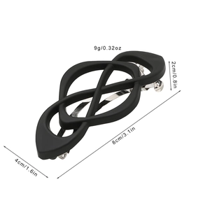 Barrette à cheveux élégante noire mate avec motif croisé pour queue de cheval femme