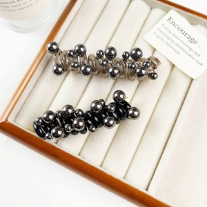 Spiral Telephone Wire Hair Tie With Artificial Pearl Beads High Elasticity Geometric Hair Ring For Women Daily Styling Hair Accessories