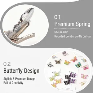 Barrettes papillon en dégradé avec ressorts métalliques et dents de peigne lisses