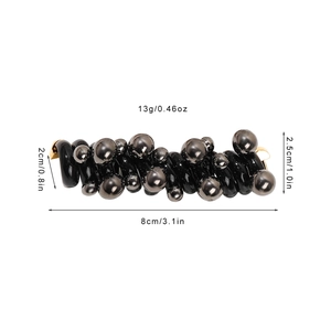 Elastic phone cord hair ring with dark grey beads and measurement markings