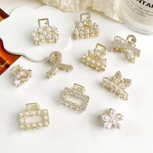 Elegante Mini Pinza per Capelli in Lega con Strass e Künstliche Perle d'Imitazione Stile Coreano Piccola Molletta Accessori Donna