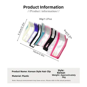 Macro view of a 10cm colorful acrylic hair claw clip with size and weight detail