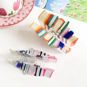 Creative book-shaped acrylic hair claw clip in vibrant candy colors for women hair styling