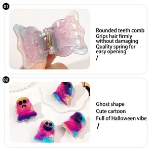 Simpatiche mollette per capelli a fantasma in acrilico sfumato per Halloween