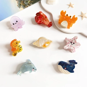Mini Pinces à Cheveux en Acétate Animaux Marins Mignons Femmes Filles Étoile de Mer Baleine Dauphin Homard Cheveux Bijoux