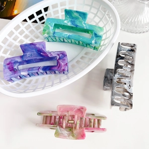Elegant marble acetate large hair claw clips in four assorted patterns for thick hair