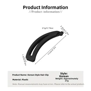 Détail montrant les dimensions et le poids de 21g de la pince à cheveux banane noire