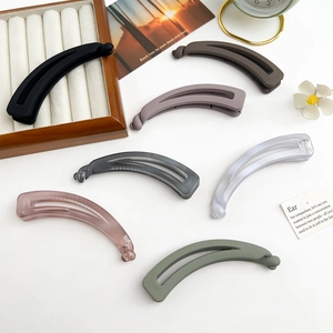 Pince à Cheveux Banane Ajourée Minimaliste Couleur Gelée Mate pour Femmes Support Queue de Cheval Griffe de Cheveux Verticale