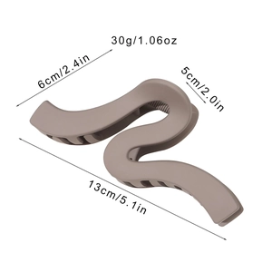 Matte wave shark hair clip in Morandi taupe for thick hair women, large 13cm size
