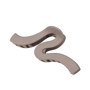 Minimalist wave shaped matte hair claw clip in mocha brown for thick hair styling