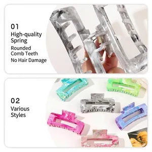 Large marble pattern square hair claw clips in various colors with strong metal spring