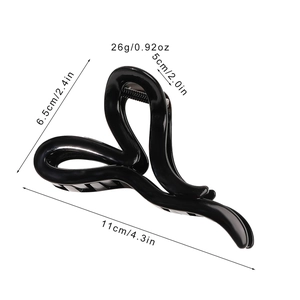 Eleganter glänzend schwarzer Herz-Haarclip für Damen, 11cm Länge Größenangaben im Detail